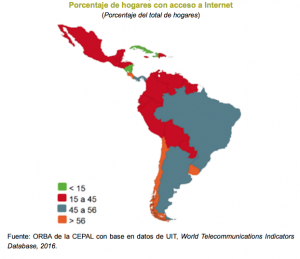 id1 - Mapa con porcentaje de hogares con acceso a internet 2016